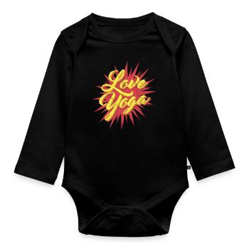Love Yoga Vintage - Organic Longsleeve Baby Bodysuit - black - Front