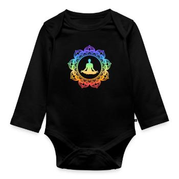Yoga Meditation Spiritual Body Energy Chakras - Baby Bio-Langarm-Body - Schwarz - Vorne