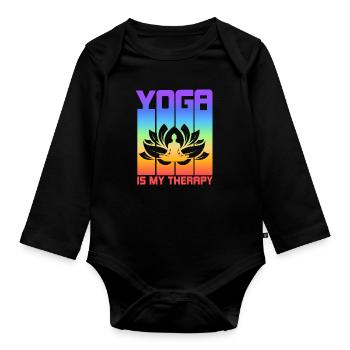 Yoga Is My Therapy Yoga - Baby Bio-Langarm-Body - Schwarz - Vorne