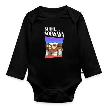 Shhh... Savasana Sloth Yoga - Baby Bio-Langarm-Body - Schwarz - Vorne