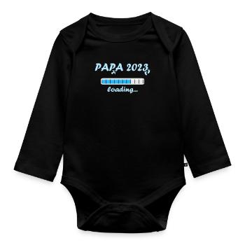 Papa 2023 Chargement Paternité Papa Devenir un Père Fun - Body Bébé bio manches longues - noir - Devant