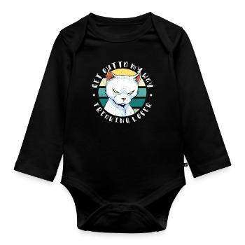 Get outta my way freaking loser, Moody Cat - Organic Longsleeve Baby Bodysuit - black - Front