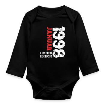 1998 janvier édition limitée déco tenue d’anniversaire - Body Bébé bio manches longues - noir - Devant
