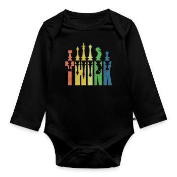 Think Funny Chess Player - Baby Bio-Langarm-Body - Schwarz - Vorne