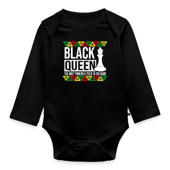 Black History Black Queen Chess African American - Baby Bio-Langarm-Body - Schwarz - Vorne