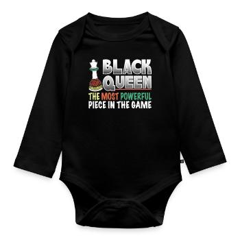Black History Black Queen Chess African American - Baby Bio-Langarm-Body - Schwarz - Vorne