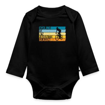 Le cyclisme est ma saison préférée - Body Bébé bio manches longues - noir - Devant