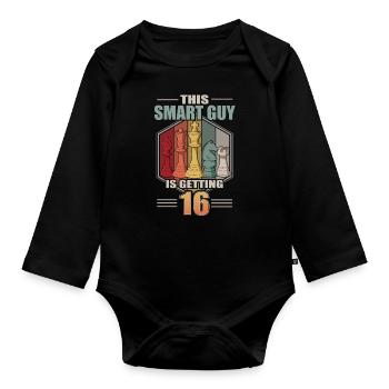 Smart Guy Is Getting 16 Retro Schach 16 Geburtstag - Baby Bio-Langarm-Body - Schwarz - Vorne