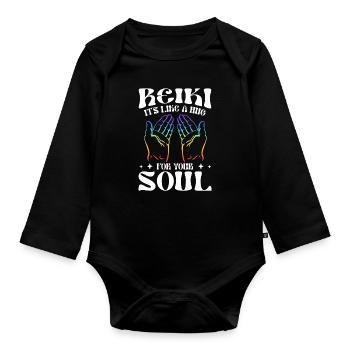 Energie Chakra Holistique Healing Mains Reiki - Body Bébé bio manches longues - noir - Devant