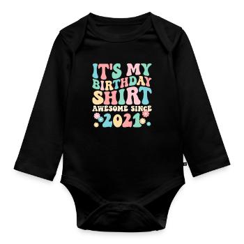 Chemise d’anniversaire surtout depuis 2021 - Body Bébé bio manches longues - noir - Devant