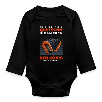 Reicht mir die Quetschn steirische Ziehharmonika - Baby Bio-Langarm-Body - Schwarz - Vorne