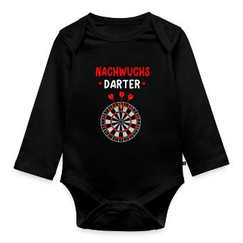 Nachwuchs Darter Darts Dart Dartspieler 180 - Baby Bio-Langarm-Body - Schwarz - Vorne