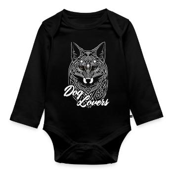Dog Lovers. amoureux des chiens .citation chien. - Body Bébé bio manches longues - noir - Devant