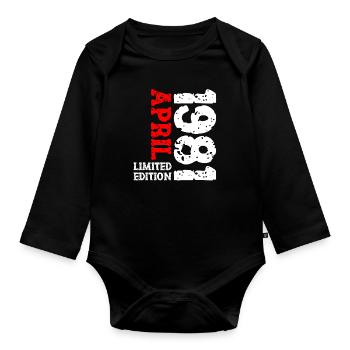 1981 avril édition limitée cadeau d’anniversaire - Body Bébé bio manches longues - noir - Devant