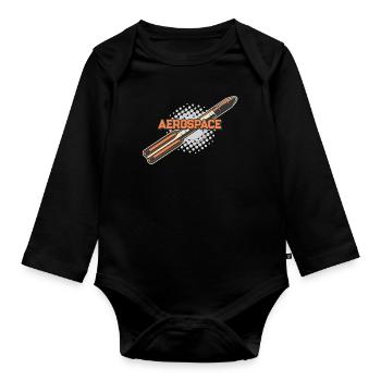 Fusée spatiale aérospatiale - Body Bébé bio manches longues - noir - Devant