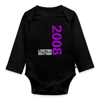 2008 Édition Limitée Anniversaire Cadeau Femme Mari - Body Bébé bio manches longues - noir - Devant