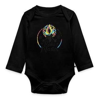 Chakra Holistic Healing Hands Buddha Reiki Master - Organic Longsleeve Baby Bodysuit - black - Front