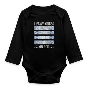 I play Chess on Ice Curling House - Organic Longsleeve Baby Bodysuit - black - Front