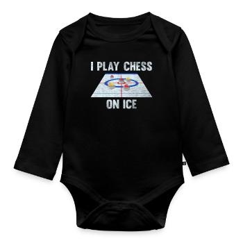 I play Chess on Ice Curling House - Organic Longsleeve Baby Bodysuit - black - Front