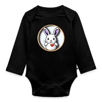 Niedlicher Hase Osterhase - Baby Bio-Langarm-Body - Schwarz - Vorne