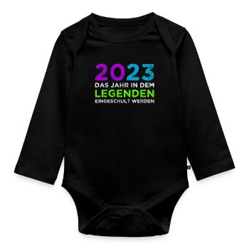 2023 Das Jahr In dem Legenden Eingeschult Werden - Baby Bio-Langarm-Body - Schwarz - Vorne