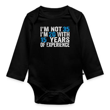 35 ans Anniversaire Drôle Idée d’anniversaire Humour 35 - Body Bébé bio manches longues - noir - Devant