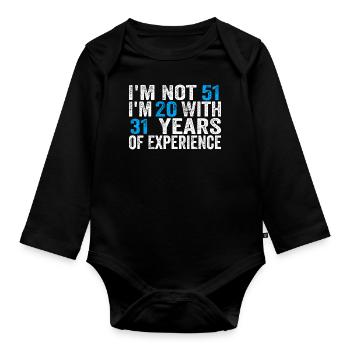 51 ans Anniversaire Drôle Idée d’anniversaire Humour 51 - Body Bébé bio manches longues - noir - Devant
