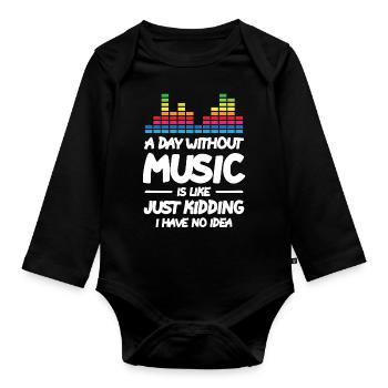 A Day Without Music - Baby Bio-Langarm-Body - Schwarz - Vorne
