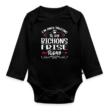 Propriétaire de chien parlant à mon Bichons Frise - Body Bébé bio manches longues - noir - Devant