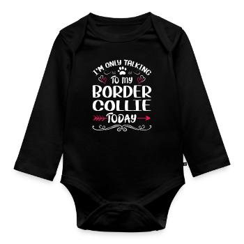 Le propriétaire du chien parle à mon Border Collie - Body Bébé bio manches longues - noir - Devant
