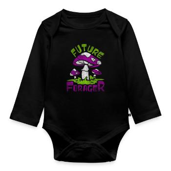 Future Forager Foraging Mushroom Hunting - Organic Longsleeve Baby Bodysuit - black - Front