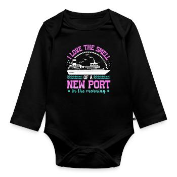 The Smell Of A New Port In The Morning Ship Cruise - Organic Longsleeve Baby Bodysuit - black - Front