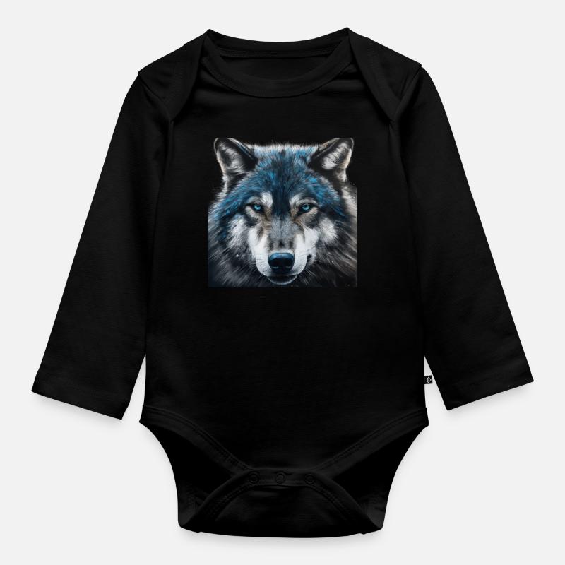 Wolf - Baby Bio-Langarm-Body - Schwarz