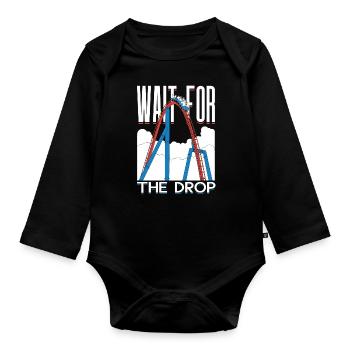 Wait For The Drop Roller Coaster - Organic Longsleeve Baby Bodysuit - black - Front