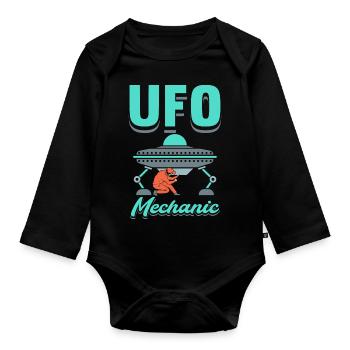 UFO-Mechaniker - Baby Bio-Langarm-Body - Schwarz - Vorne