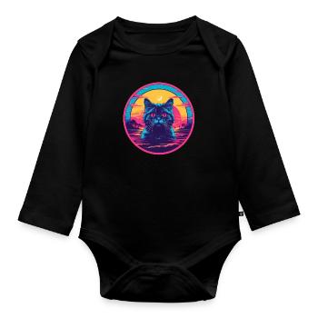 Sunrise Cat - Baby Bio-Langarm-Body - Schwarz - Vorne