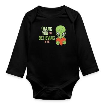 Thank you for believing in me - Alien - Baby Bio-Langarm-Body - Schwarz - Vorne