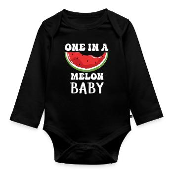 Un bébé melon pastèque - Body Bébé bio manches longues - noir - Devant