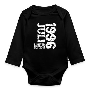1996 July Limited Edition Birthday Gift - Organic Longsleeve Baby Bodysuit - black - Front