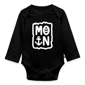 Moin (weiss) - Baby Bio-Langarm-Body - Schwarz - Vorne