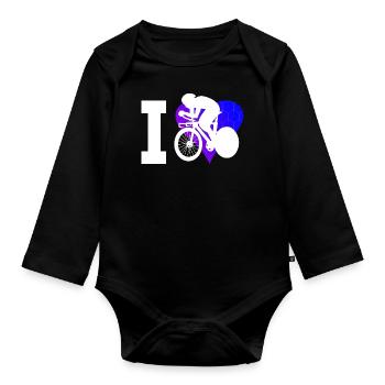 Cycliste sur route Hommes Vélo de route Femmes - Body Bébé bio manches longues - noir - Devant