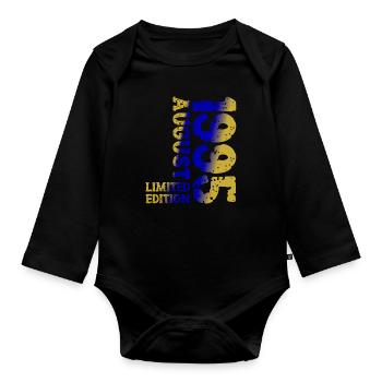 1995 August Limited Edition 28. Geburtstag Outfit - Baby Bio-Langarm-Body - Schwarz - Vorne