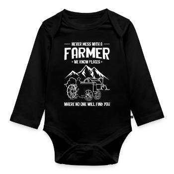 Farm Farmer Farming - Baby Bio-Langarm-Body - Schwarz - Vorne