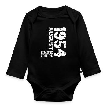 1954 August Limited Edition 69th Birthday Outfit - Organic Longsleeve Baby Bodysuit - black - Front