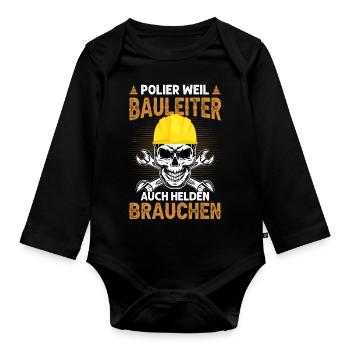 Polier Bauleiter Helden Geschenk - Baby Bio-Langarm-Body - Schwarz - Vorne