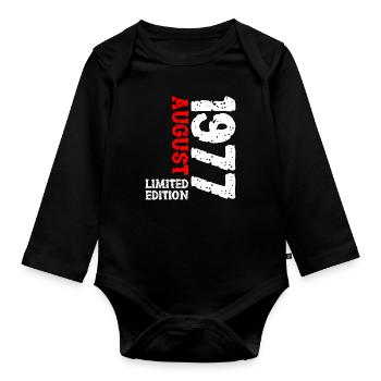 1977 August Limited Edition 46. Geburtstag Outfit - Baby Bio-Langarm-Body - Schwarz - Vorne