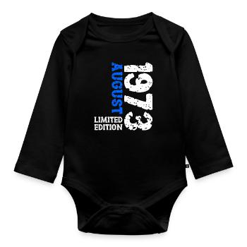 1973 August Limited Edition 50. Geburtstag Outfit - Baby Bio-Langarm-Body - Schwarz - Vorne