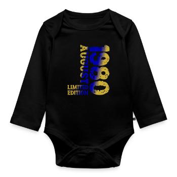 1980 August Limited Edition 43rd Birthday Outfit - Organic Longsleeve Baby Bodysuit - black - Front