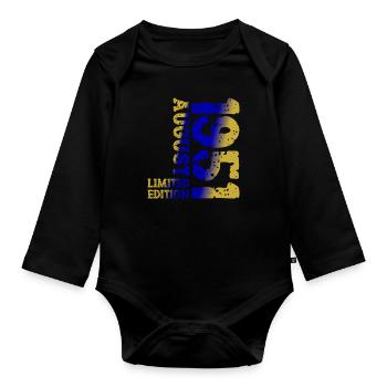 1951 August Limited Edition 72nd Birthday Outfit - Organic Longsleeve Baby Bodysuit - black - Front