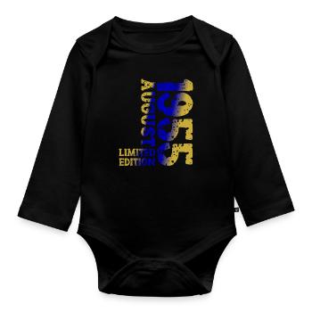 1955 August Limited Edition 68. Geburtstag Outfit - Baby Bio-Langarm-Body - Schwarz - Vorne